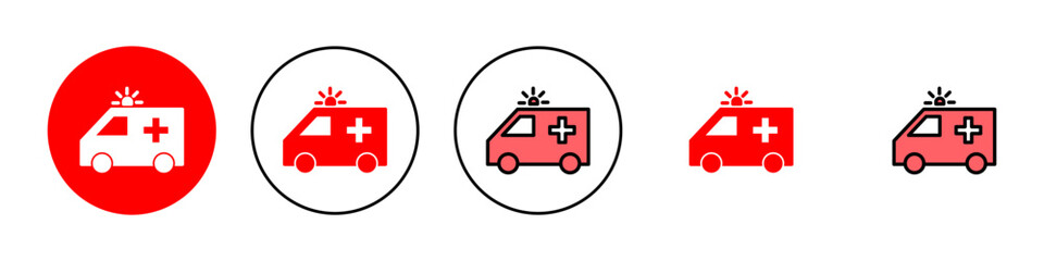 Ambulance icon set illustration. ambulance truck sign and symbol. ambulance car