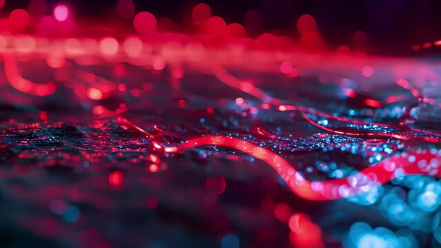 A neon crosshatch pattern shifting and swaying in a mesmerizing dance of light and color.