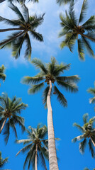 Fototapeta na wymiar Coconut tree with blue sky background, coconut palm tree and blue sky