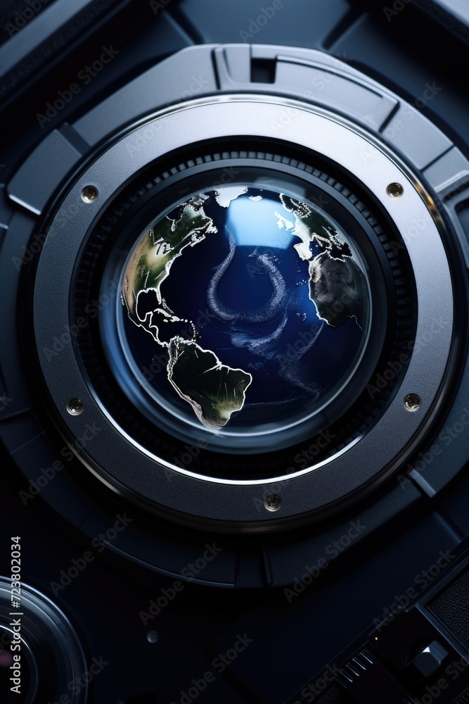 Poster a breathtaking view of the earth as seen from a space station. this image captures the beauty and va