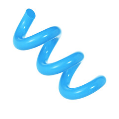 3d Spiral curve line decorative abstract element blue color. Realistic design In plastic cartoon style. transparent illustration