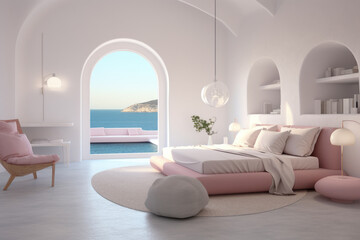 Fototapeta na wymiar Minimal bedroom interior with bed and luxury decoration