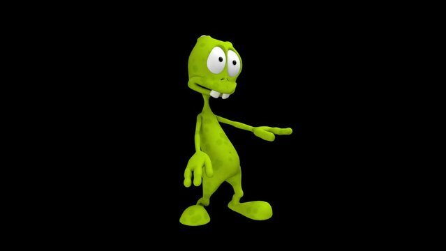 Cartoon alien dance - 3d render looped with alpha channel. 