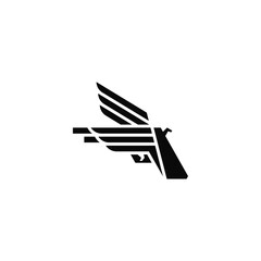 Fototapeta premium Gun with wings company logo design.