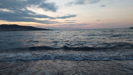 Deniz ve deniz dalgaları, Sea and sea waves - Gün batımı, sunset- sea travel on a boat, teknede deniz seyahati- sea view, deniz manzarası- Akdeniz, Mediterranean- view, manzara
