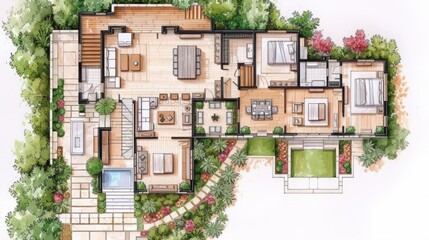 The blueprint of a modern house