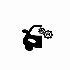 automobile sing, Silhouette Car with Cogwheel icon isolated on white background, Illustration vector