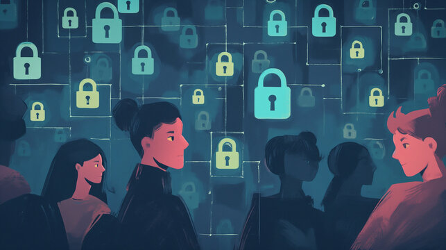 Schloss Symbol digital 3d auf Quellcode und Bin&auml;ren Codes sowie Zahlencode zur Verschl&uuml;sselung und Datenschutz Generative AI