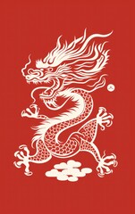 Vector Illustration year of the dragon design Chinese New year red background design for Chinese lantern, cloud, pattern. Elegant oriental illustration for cover, banner, website, calendar.