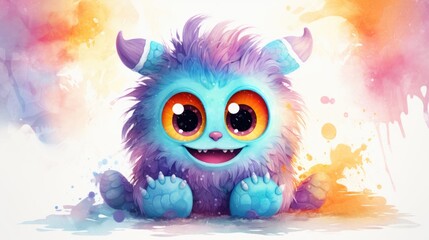 A cartoon monster with big eyes. This image can be used for various creative projects