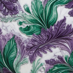 3D wallpaper bump adorned with a mandala and decorative a green and purple marble background.