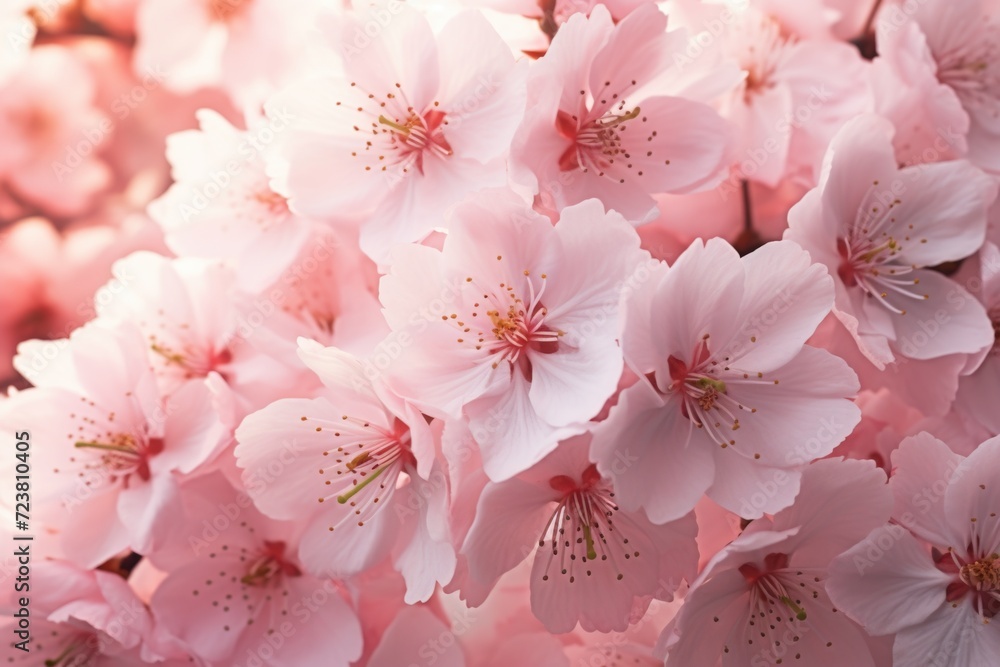 Poster a close-up shot of a bunch of pink flowers. perfect for adding a touch of beauty and color to any pr