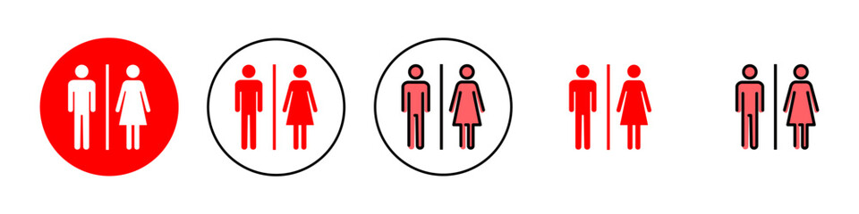 Toilet icon set illustration. Girls and boys restrooms sign and symbol. bathroom sign. wc, lavatory - obrazy, fototapety, plakaty