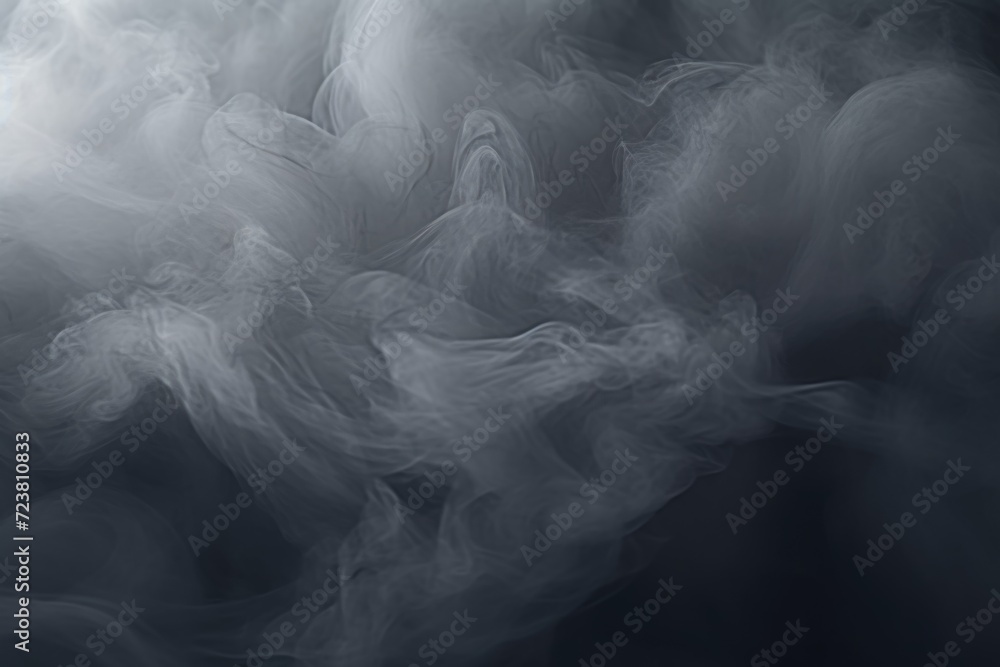 Poster Smoke captured in a close-up shot on a black background. Versatile image suitable for various projects