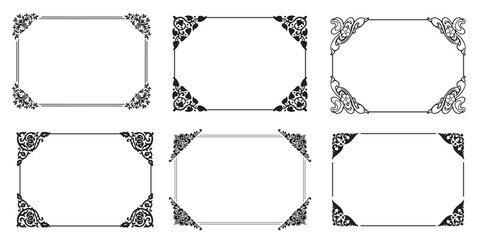 Decorative frames retro ornamental, vintage square ornaments and ornate border vector set