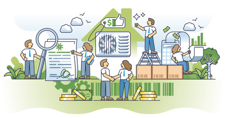 HVAC system cost and heating bills expense calculations outline concept, transparent background. New, efficient and modern AC unit.