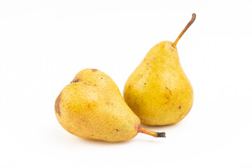 Close-up of pears on a white background