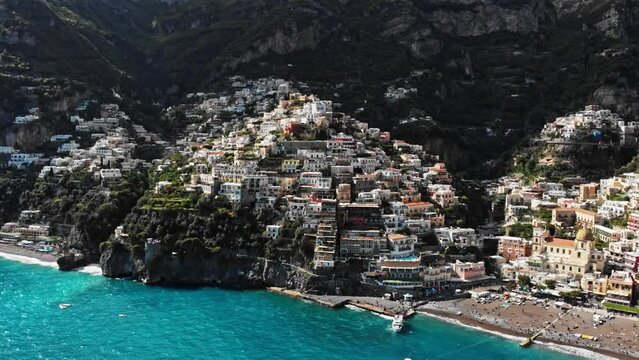 Positano city in Italy drone footage