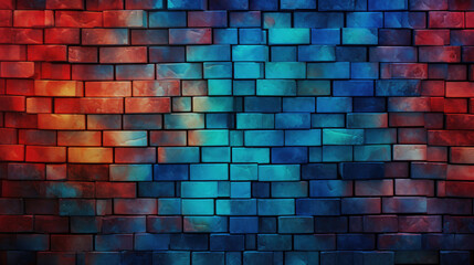 Old brick wall background, beaming colors grunge texture or pattern for design. Generative ai