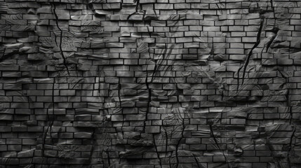 Old brick wall background, colorless grunge texture or pattern for design. Generative ai