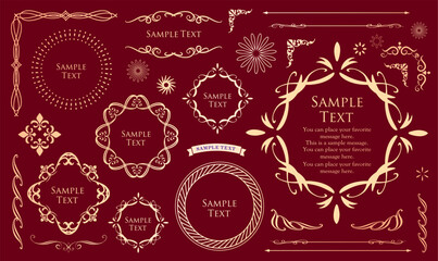 高級感のあるカードデザイン。アンティークな装飾デザイン。エレガントな縁の模様