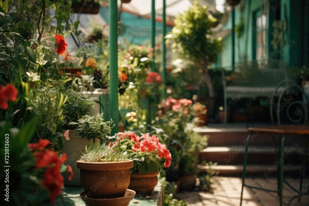 Poster a row of potted plants sitting on top of a wooden table. perfect for adding a touch of greenery to a