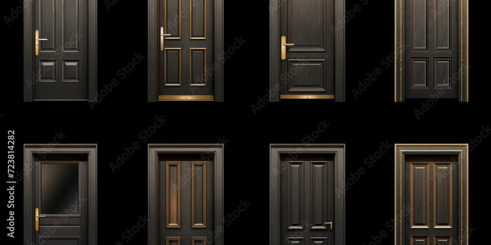 Aufkleber a set of six different doors in various styles. this versatile image can be used to depict entrances