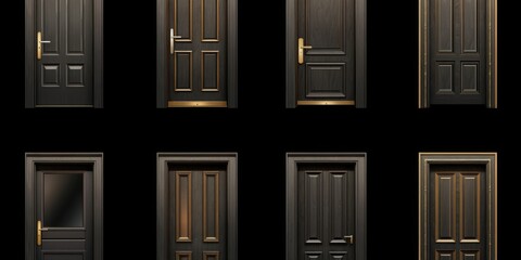 A set of six different doors in various styles. This versatile image can be used to depict entrances, architecture, home decor, interior design, and more