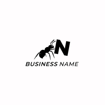 design logo creative letter N and ant