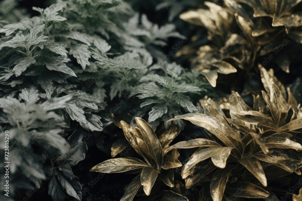 Poster a close-up view of a bunch of plants. this image can be used to showcase the beauty and details of v