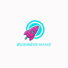 logo design creative rocketship and circle