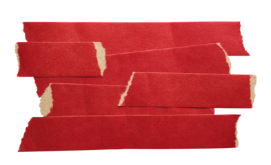 Several strips of duct paper red tape background cut out on transparent background
