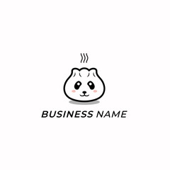 design logo combine head panda dumpling