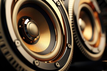 Close-up view of a pair of speakers. Versatile image suitable for various projects