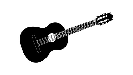 acoustic guitar sign, black isolated silhouette - obrazy, fototapety, plakaty