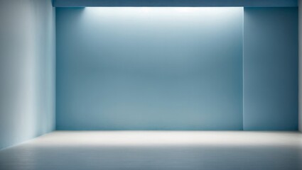 3d rendering of empty room with blue wall. Mock up