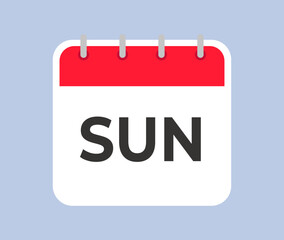 Square calendar page icon for Sunday. Simple and minimalistic day of the week calendar pattern for keeping an organizer, diary, to-do list.