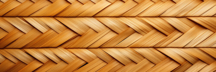 Panoramic background with knotted wicker pattern in brown colors