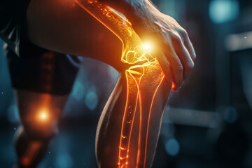 Joint and knee pain augmented reality render vfx - obrazy, fototapety, plakaty