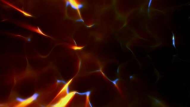 Dark Abstract Organic Cells Background Animation with Light Leaks. Liquid Seamless Loop 4K Animation on a Black Background.