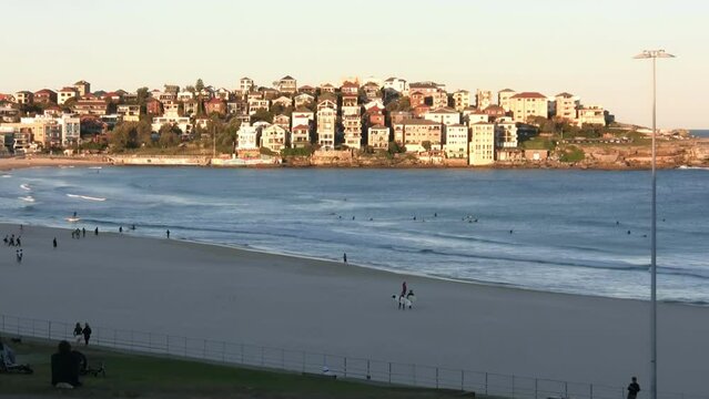 Bondi Beach homes at sunset, Australia