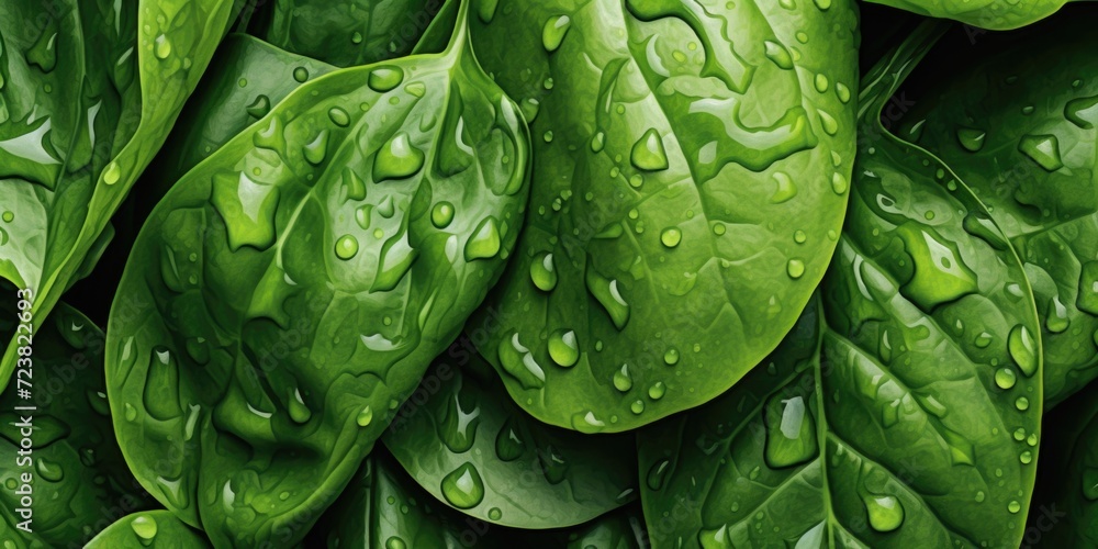 Poster a close up view of a bunch of green leaves. this image can be used for various nature and environmen