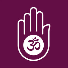 Obraz premium Vector hindu religious emblem of hand and om.