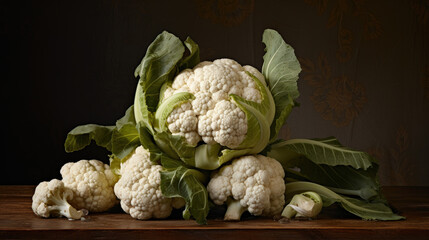 Photo of Cauliflower standing on wooden table