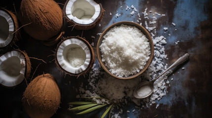 Obraz na płótnie Canvas Photo of coconut in front of dark background