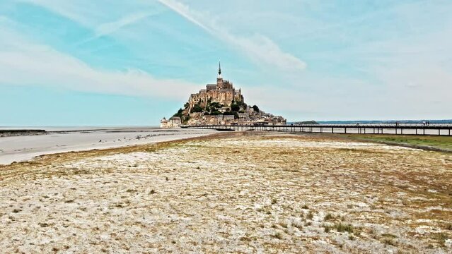 Mont-Saint Michel monastery aerial view 