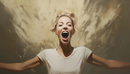 Photo of excited woman abstract