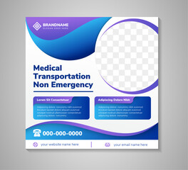 collection of medical transportation non emergency social media post banner, Medical concept with blue and purple gradient on element isolated on white background.space for photo.