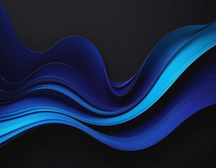 Abstract dark bluish fluid 3d render holographic iridescent neon curved wave in motion background. Gradient design element for banners, backgrounds, wallpapers and covers