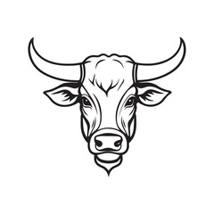 2d outline vector minimalism hand drawn art style head of bull